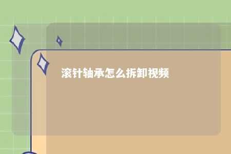 滚针轴承怎么拆卸视频 
